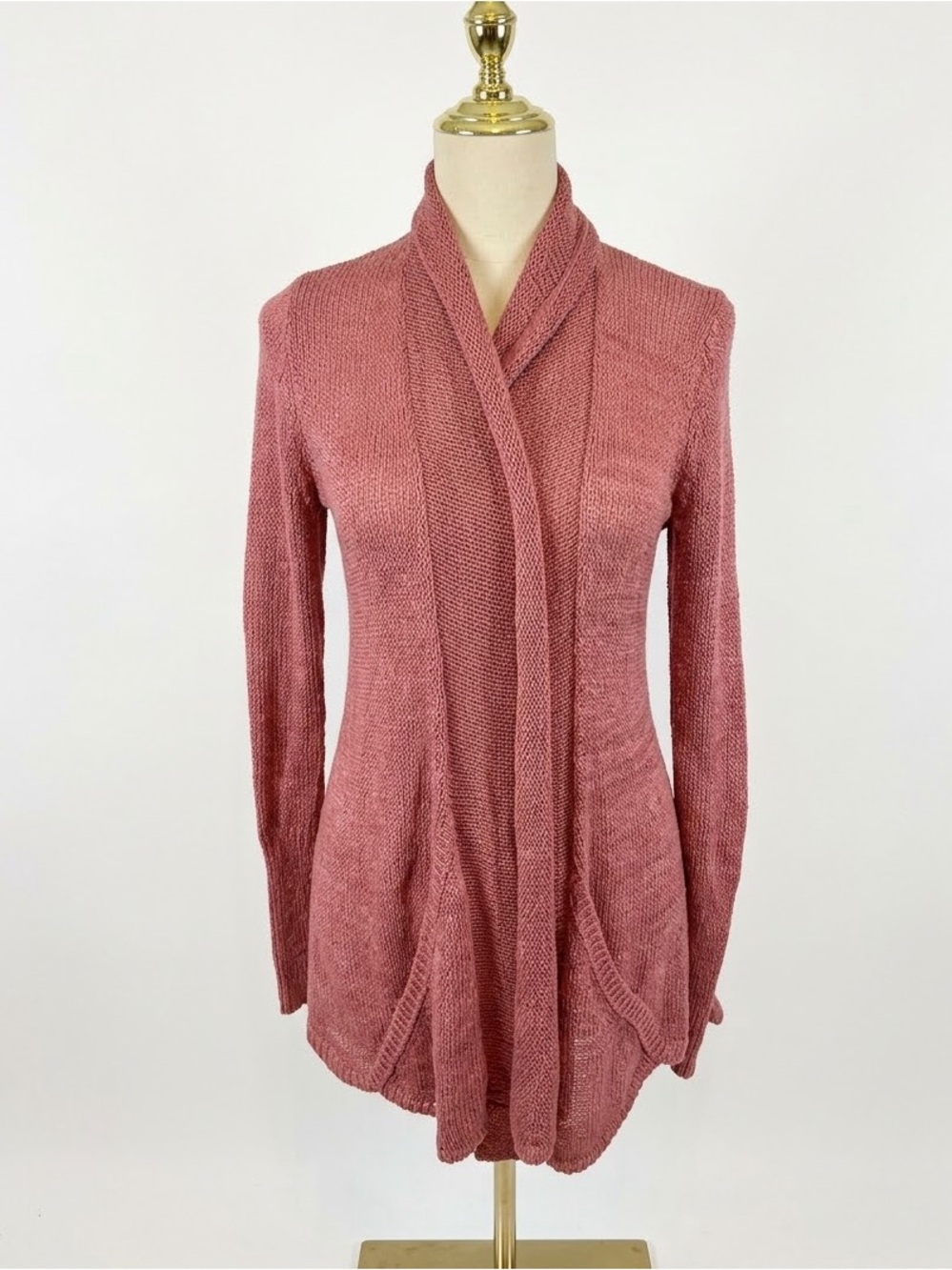 Anthropologie Angel of the North Open Knit Draped Cardigan Pink XS